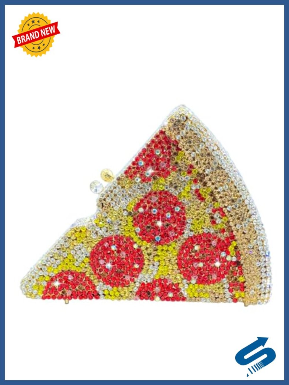 3D Pizza Shape Crystal Rhinestone Evening Clutch Mini Party Prom Handbag